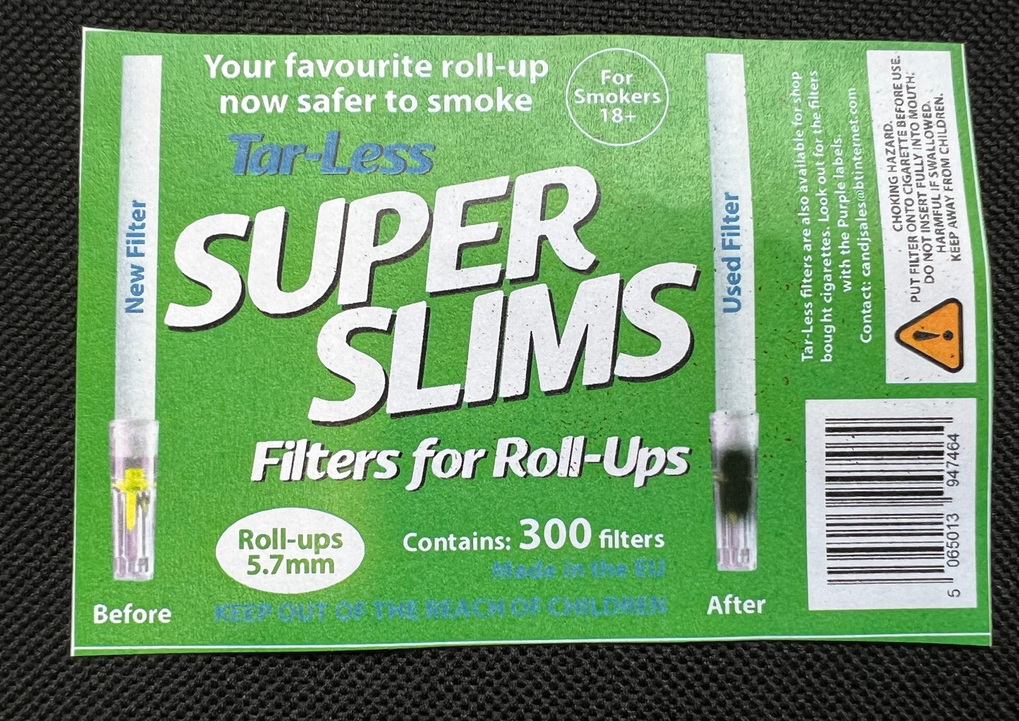Tar-Less SUPER SLIM Filters 5.7mm for ROLL UP cigarettes - 300 value pack